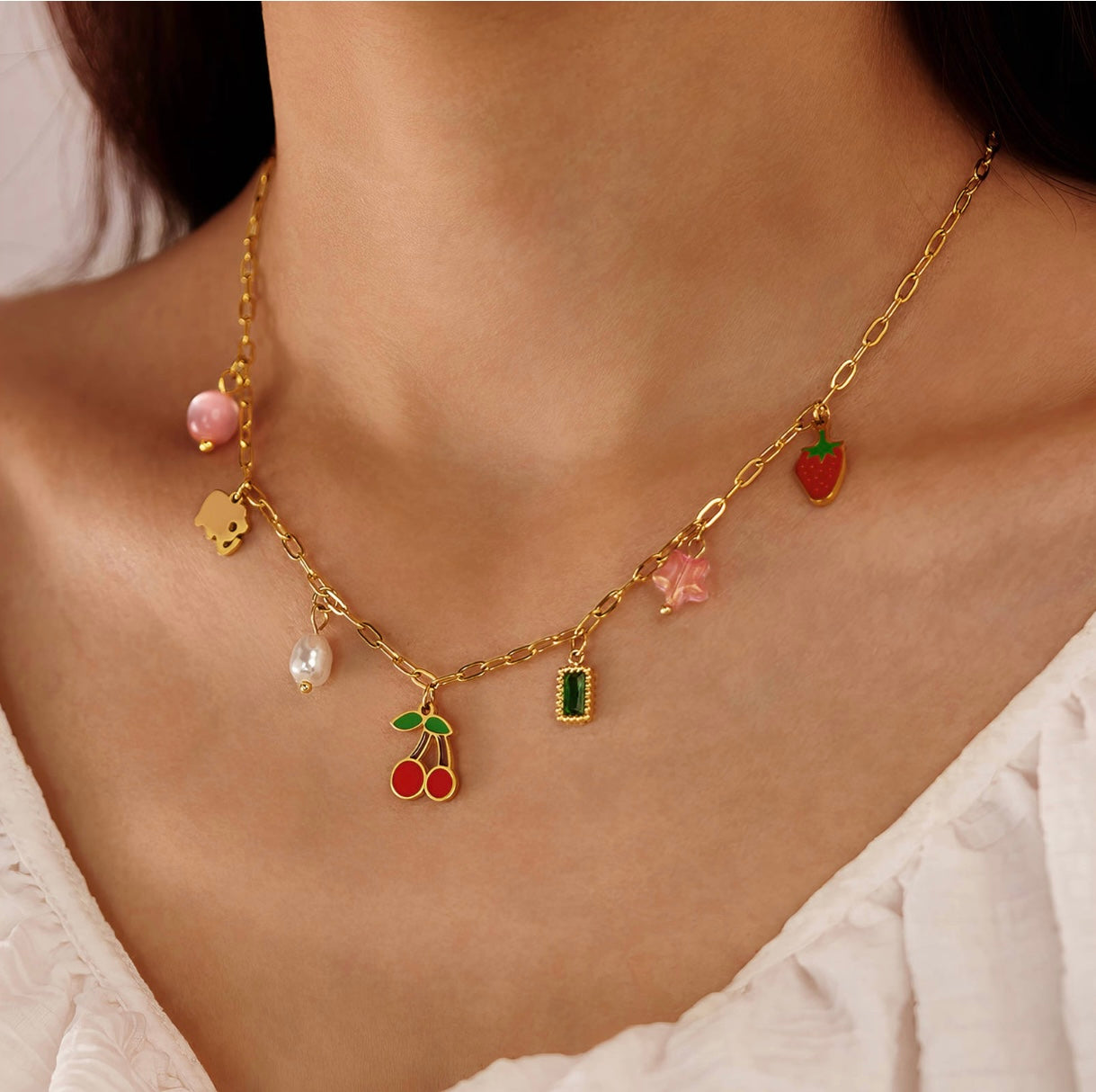 Waterproof 18K gold-plated cherry necklace - Mia Jewelry
