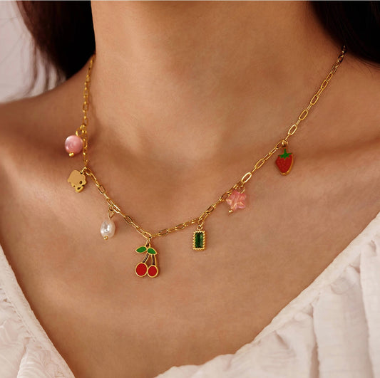 Waterproof 18K gold-plated cherry necklace - Mia Jewelry