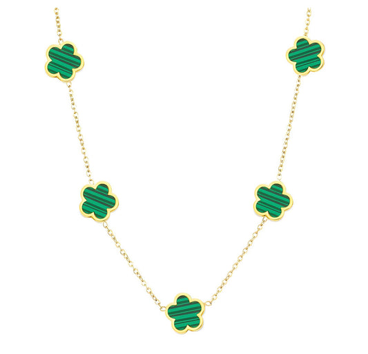 🌸 Flowers Necklace – 18K Gold Plated Steel