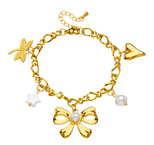 Bow Charm Bracelet – 18K Gold Plated