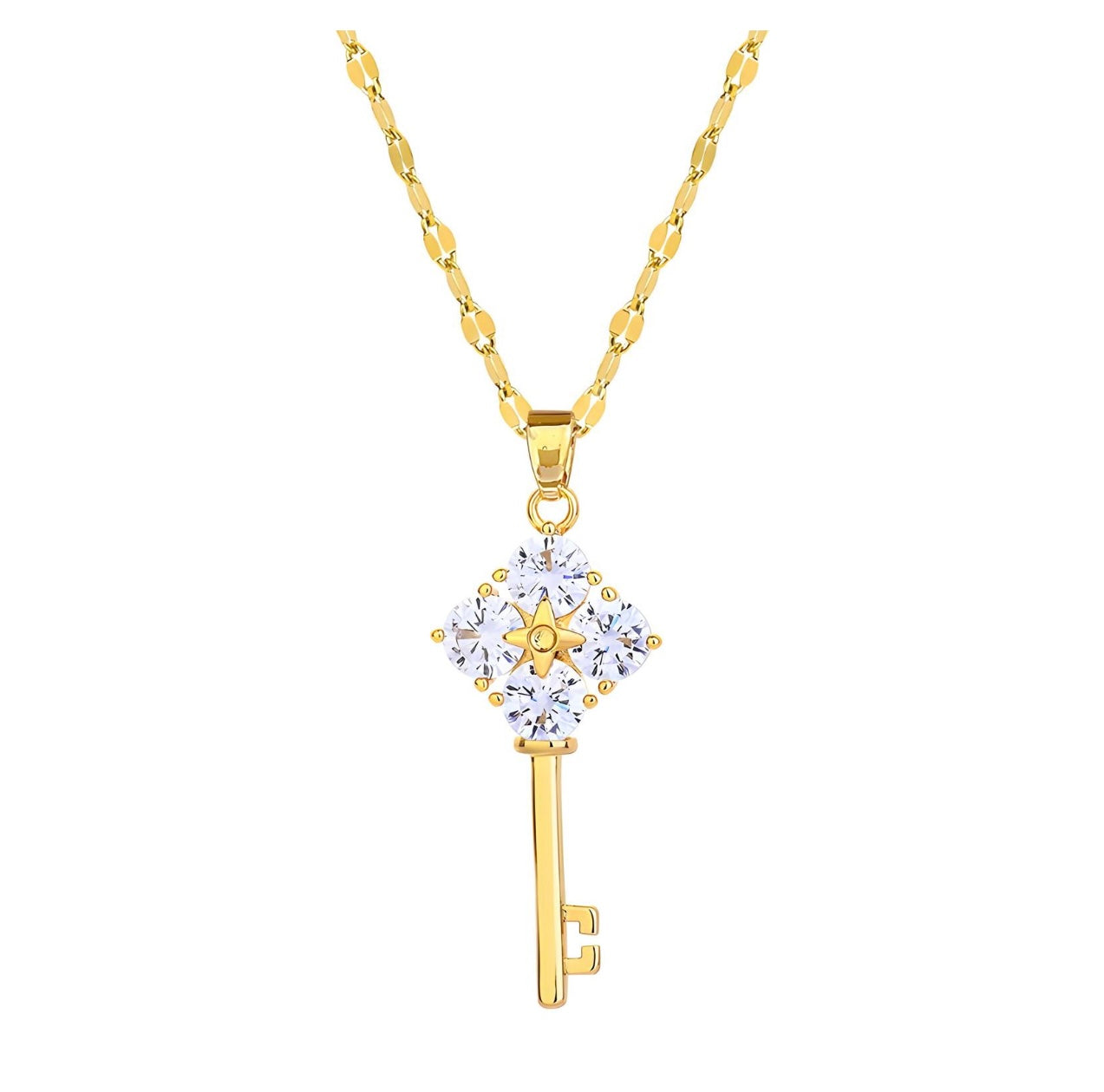 Key Pendant Necklace – 18K Gold Plated