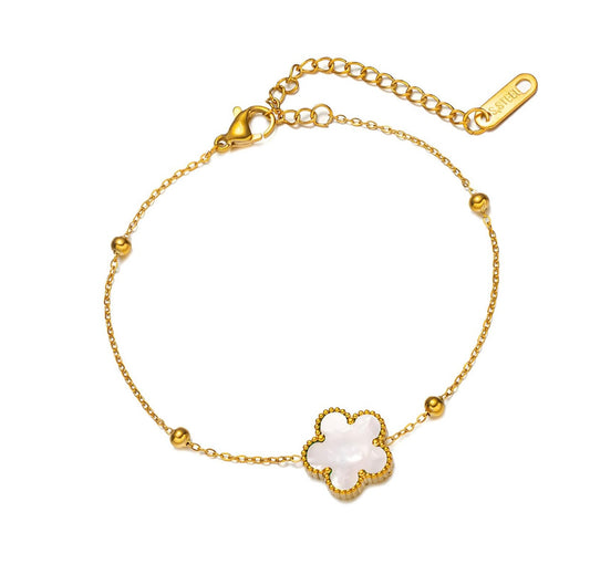 Flower Bracelet – 18K Gold Plated Steel