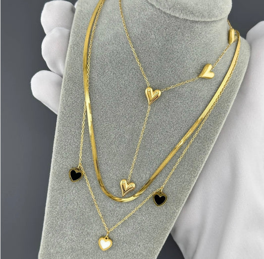 Hearts Necklace – 18K Gold Plated